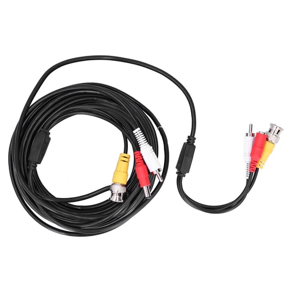 Professional 3-In-1 CCTV Extension Wire Cord with DC Power BNC Video and RCA Audio Connection Ends for Home Security Cameras, 15 meters / 49.2 feet