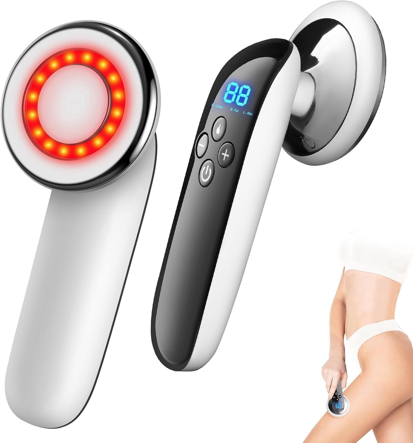 3-in-1 Cordless Body Massager Professional with Red Light and Heat, Handheld Skin Wellness Tool for Home Spa Relaxation, Portable Rechargeable Device for Arms, Legs and Waist
