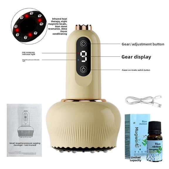 Professional 3-in-1 Electric Vacuum Cupping Set, Smart Scraping and Gua Sha Device with Red Light Heating, 9 Levels Suction Portable Wellness Tool for Muscle Relaxation and Body Comfort