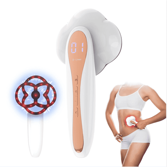 Professional 3-in-1 Handheld Body Massager with Red Light and Constant Heat, Wireless Skin Wellness Tool for Home Spa Relaxation, Portable Rechargeable Device with LCD Display, White
