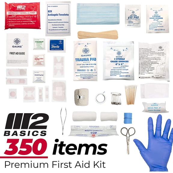 Professional 350 Piece First Aid Kit Wall Mountable Dual Layer Hard for Business Home Car Vehicle Work