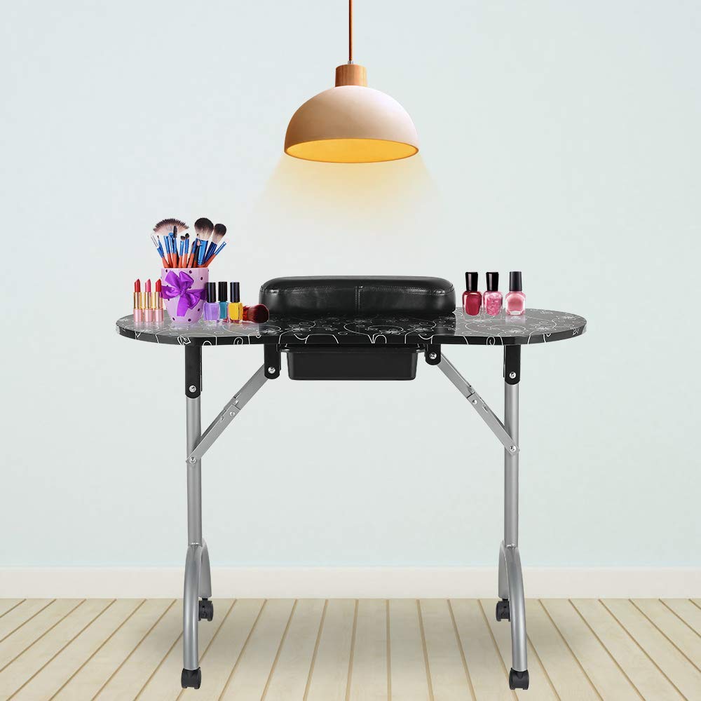 Professional 36''L Portable & Foldable Manicure Table Nail Technician