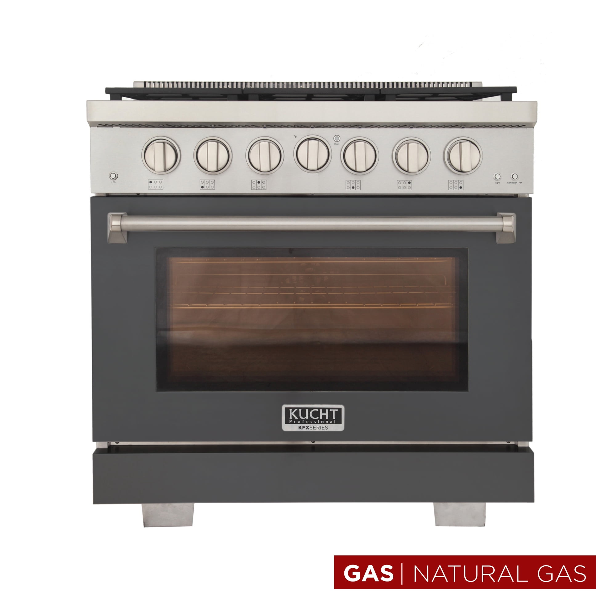 Professional 36-in Natural Gas Range Oven in Cement Gray w/ True Simmer Burners