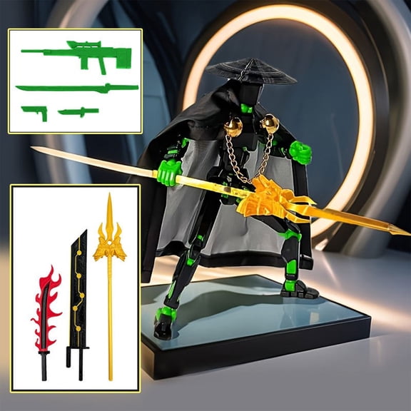 Professional 3D Articulated Action Figure Model Kit Bu Liang Ren Theme Multi Jointed Display Model Green