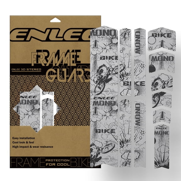 Professional 3D PVC Bicycle Frame Protector Guard 500 Microns Heavy Duty Adhesive Sticker Shield Film Kit for All Mountain Road Bikes Dustproof Scratchproof Decal 15x9 Inches / 38x23 cm