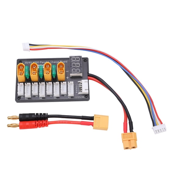Professional 3S/4S XT60 Parallel Charging Board with 14AWG Silicone Cable Balanced Battery Charging Plate Compatible with IMAX B6 B6AC IDST Multi-Battery Charger (5.9 x 4.7 in / 15 x 12 cm)