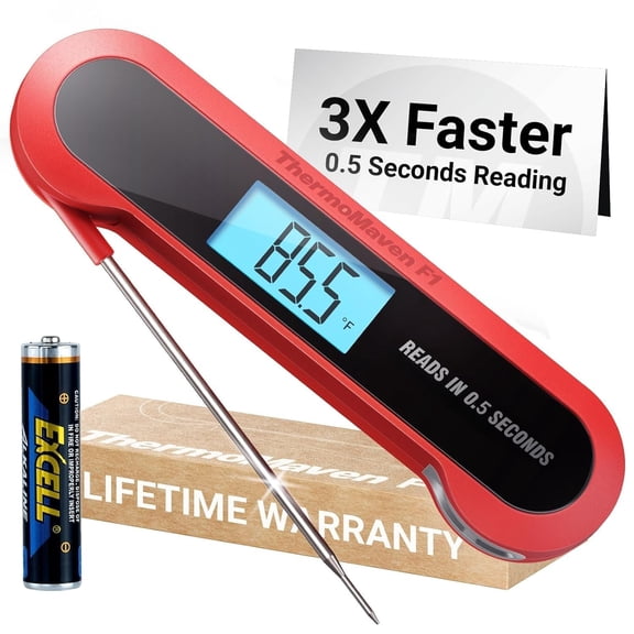 Professional 3X Faster 0.5sec Instant Read Meat Thermometer Digital, High Accuracy 0.5F, IP67 Waterproof, Auto Wake/Sleep & Rotate Display, NSF NIST Certified, Backlight Fry Oil Candy