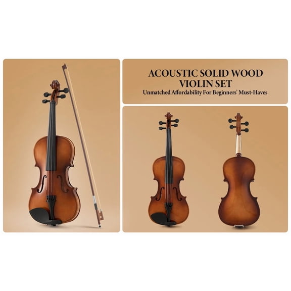 Professional 4/4 Full Size Violin Set - Durable, Lightweight Design with Stable Rich Sound, Smooth Finish & Complete Accessories, Ideal Unique Gift for Musicians