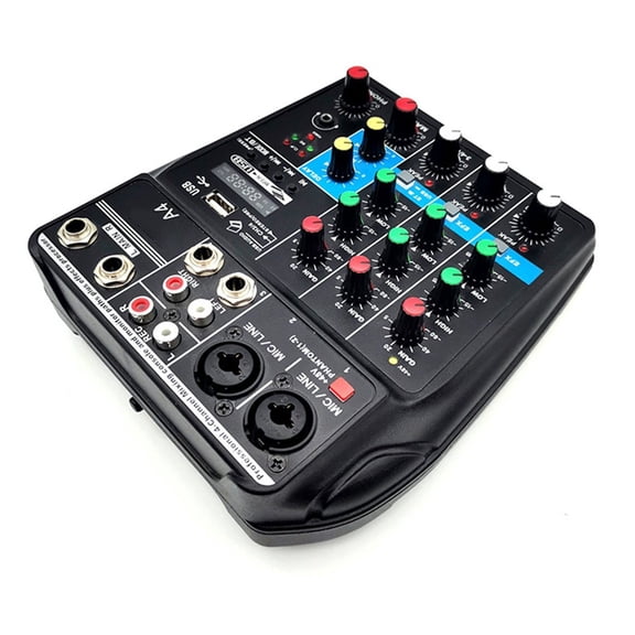 Professional 4 Channel Digital Mixer Sound Card Microphone Mobile Phone Live Broadcast Recording DJ Audio Equipment(US)