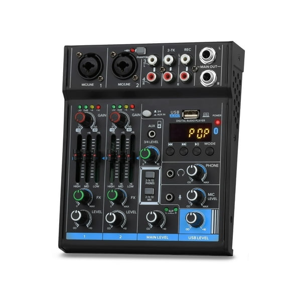 Professional 4 Channel Interface Mini Mixer USB Sound Card 48V Phantom Power Studio Recording DJ Mixing Console ,Easy to Use