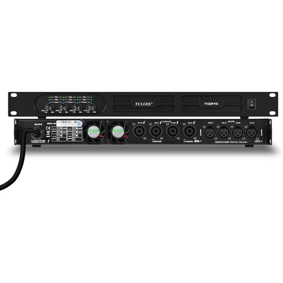 Professional 4-Channel Power Amplifier, 1U 4 x 1500W at 4-Ohm Audio Amp with XLR/Speakon Connectivity, Stereo/Bridge/Parallel Modes, Limiter & Overload Protection for Stage and Studio