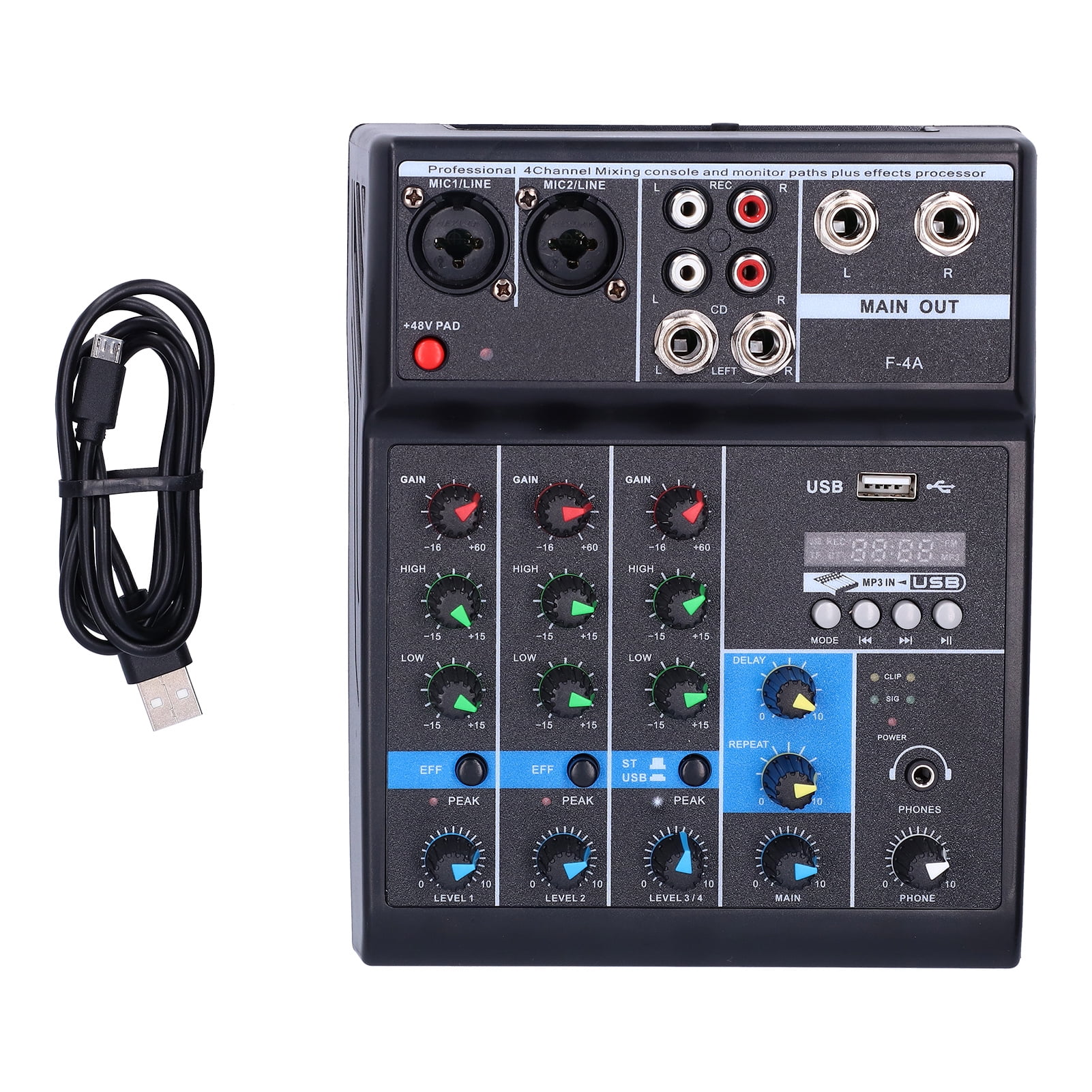 Professional 4Channel USB Audio Mixer for Home Karaoke Stage KTV