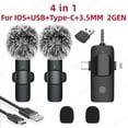 thumbnail image 1 of Professional 4 In 1 Wireless Lavalier Microphone for iPhone Android 3.5mm for Radio Live Recording Noise Reduction Mini Microph, 1 of 9