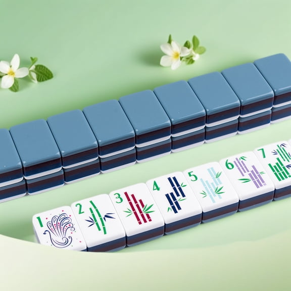 Professional 4-Layer Acrylic American Mahjong Set, 166 Professional Tiles with Mini Portable Travel Design, Sophisticated Blue Palette for Family Fun, Case Included