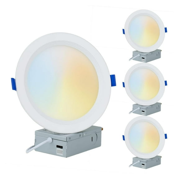 Professional 4-Pack 6-Inch 2700K-6000K Color Selectable LED, Baffle , Ultra-Thin Recessed Ceiling Slim 5CCT Downlight, Dimmable, White Trim (VSB65W-4P)