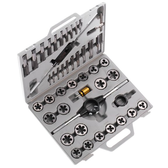 Professional 45Pcs Tap and Die Set with Fine and 55 Degree Cylindrical Pipe Threads, Heavy Duty Imperial Threading Taps Kit for Metalworking and Craftsman, 17.7 in / 45 cm