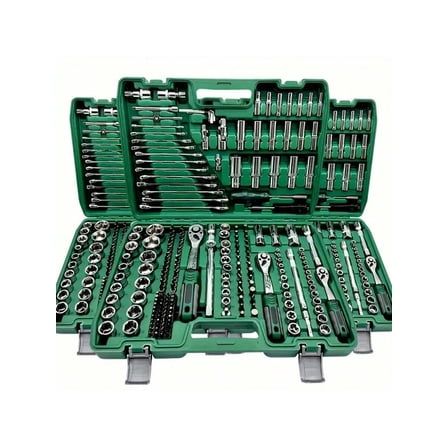 Professional 46-Piece Ratchet Wrench Set, 1/4" Drive Chrome Vanadium Steel, Metric Sockets | Complete Car Repair & Home Tool Kit with Case