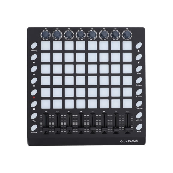 Professional 48 RGB Backlit MIDI Drum Pad Controller with 8 Knobs, 8 Sliders, and 16 Function Buttons - USB MIDI Portability, 10.1 x 10.1 Inches / 25.6 x 25.6 cm