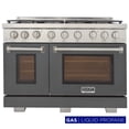 thumbnail image 1 of Professional 48-in Propane Gas Range Oven in Cement Gray w/ True Simmer Burners, 1 of 14