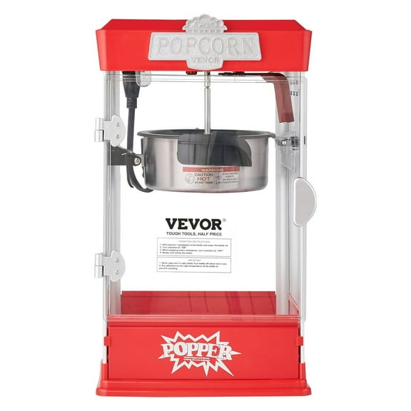 Professional 480W Popcorn Machine, 4oz Kettle - Makes 1.5 Gallons, Theater Style Popper with 3 Scoops (Red)