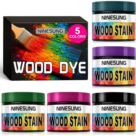 Professional 5-Colors Wood Dye Powder Set - 2oz Each for Furniture, Decks & DIY Crafts - Fast-Acting, Weatherproof Pigment - Works on Indoor/Outdoor Wood Surfaces (5 Colors)