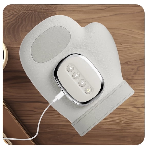 Professional 5-Finger Glove-Style Hand Massager with Heat and Airbag Compression, Cordless Wearable Hand Spa Tool for Palm and Finger Relaxation, Unique Fully Wrapped Design, White