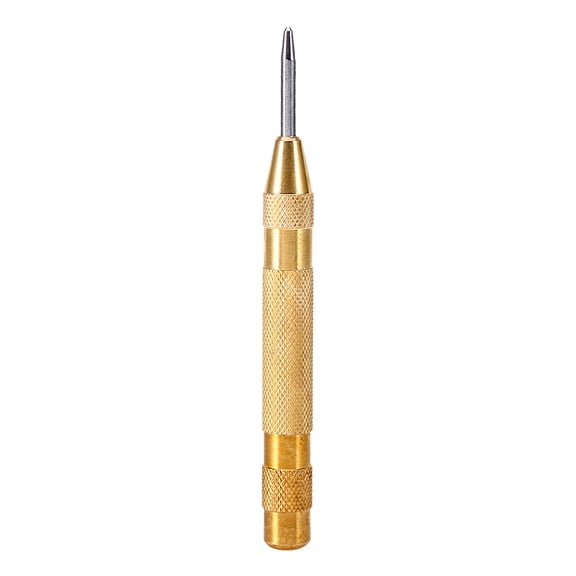 Professional 5 Inch Automatic Center Punch Tool HSS Tip Heavy Duty Spring Loaded Brass Metal Window Glass Breaker Marker Tension Adjustable