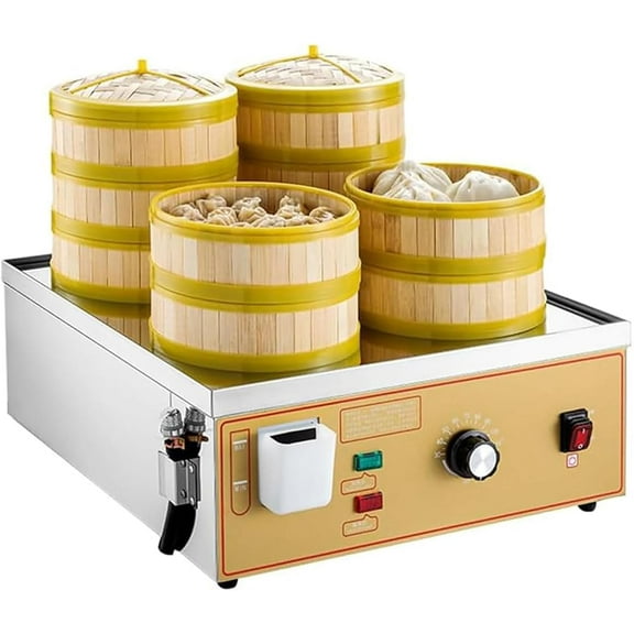 Professional 5-Layer Electric Food Steamer for Dumplings, Buns & Seafood, Commercial-Grade Stainless Steel Steamer with Auto Shut-Off, Ideal for Large Family Meals and Entertaining