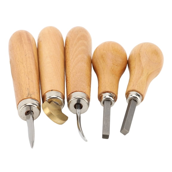 Professional 5-Piece Stone Setting Prong and Bezel Pusher Set, Heavy Duty Jewelry Stone Setting Tools with Ergonomic Beech Wood Handles & Durable Metal Tips (7.09 in / 18.0 cm)