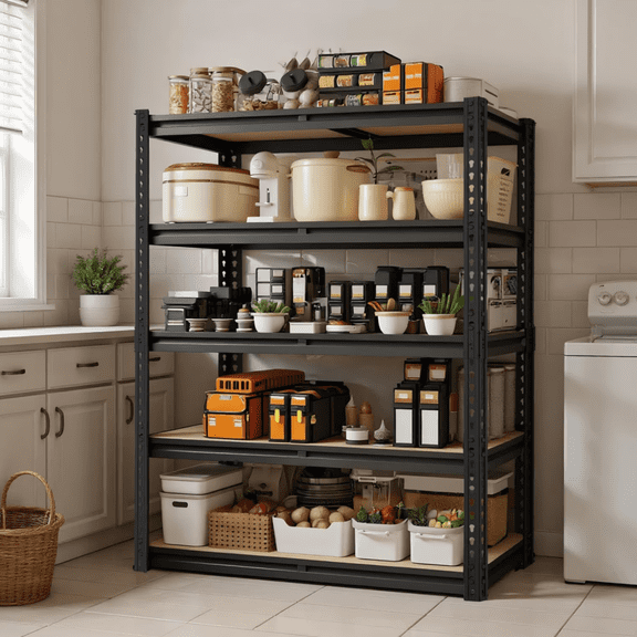 Professional 5-Tier Metal Storage Shelving Unit, 2400 lbs Capacity Heavy Duty Rack, 60"H x 28"W x 12"D