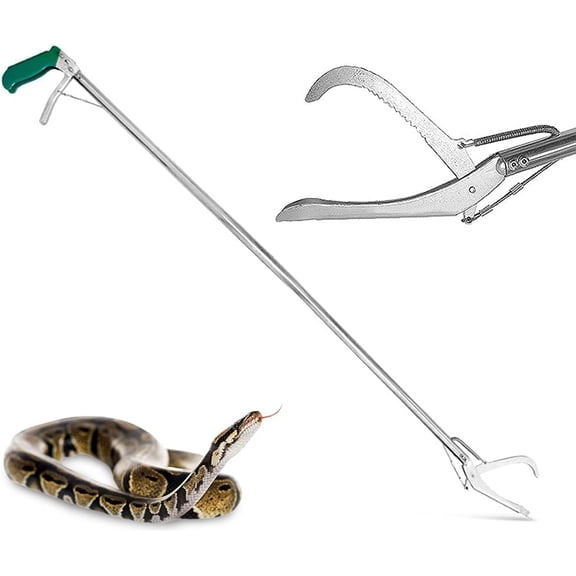 Professional 52 Inch Upgrade Heavy Duty Extra Long Snake Tongs Reptile Grabber Rattle Snake Catcher Wide Jaw Handling Tool with Non-Slip Grip Handle