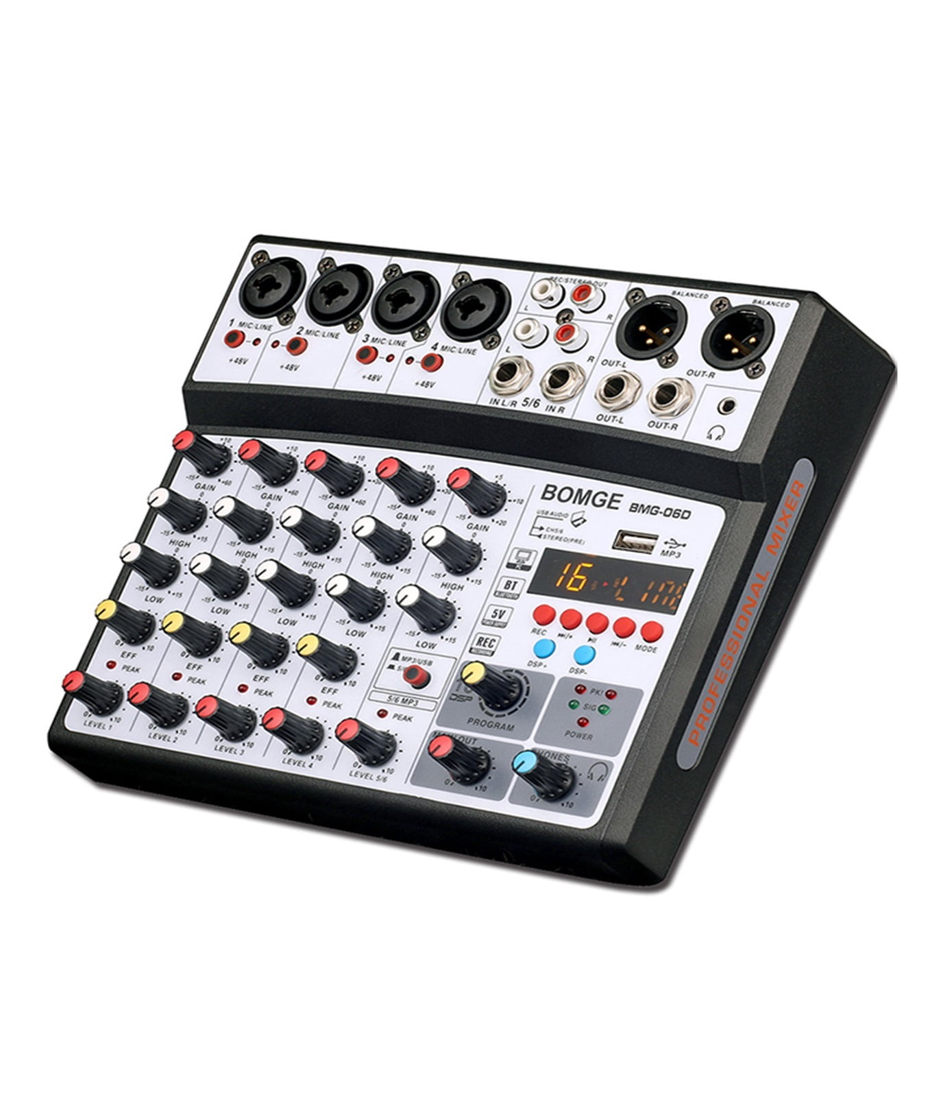 Professional 6 Channel DJ Sound Mixer 16DSP Interface Mixing Console Desktop with MP3 Input ,Easy to Operate