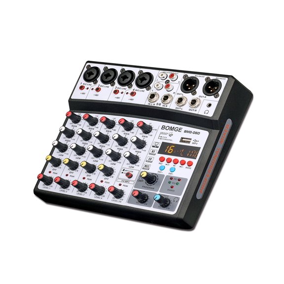 Professional 6 Channel DJ Sound Mixer 16DSP Interface Mixing Console Desktop with MP3 Input ,Easy to Operate