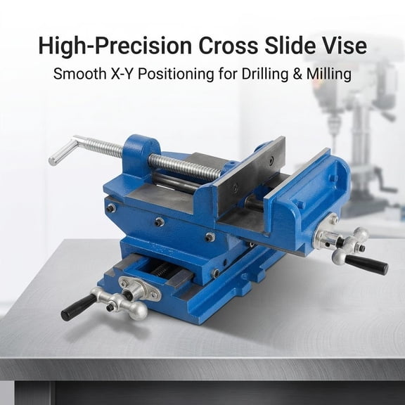 Professional 6-Inch Cross Slide Drill Press Vise Clear Precise Scale, 3 Tightness Adjustment Screws, Enhances Workshop Efficiency for Drilling/Lathe/Wood Repair.
