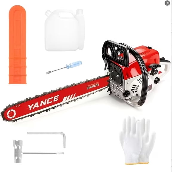 Professional 62CC Gas Chainsaw 20 Inch Cordless Red Guide Chain Saw for Farm Cutting