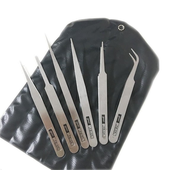 Professional 6Piece Stainless Steel Tweezers Set Suitable For Detailed Work In Labs And Repairs