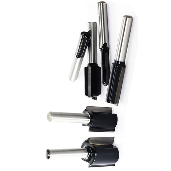 Professional 6pc Alloy Milling Cutter Double Flute Design Alloy Steel Construction Router Bit Set Multiple Sizes