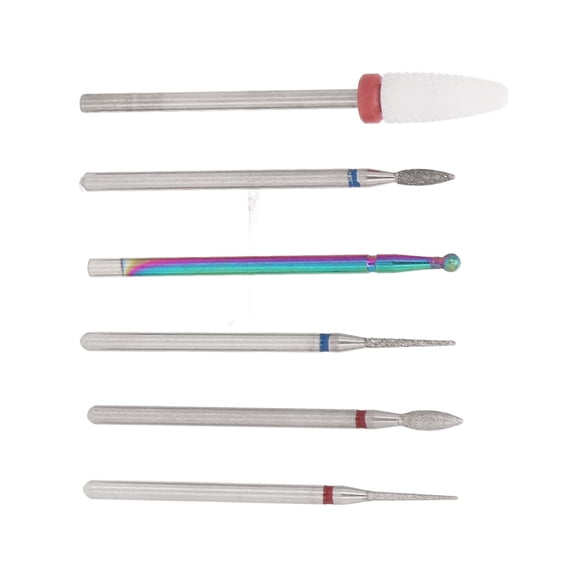 Professional 6pcs Ceramic Nail Drill Bit Set - Tungsten Steel & Ceramic Bits for Gel, Polish Removal, and Cuticle Care