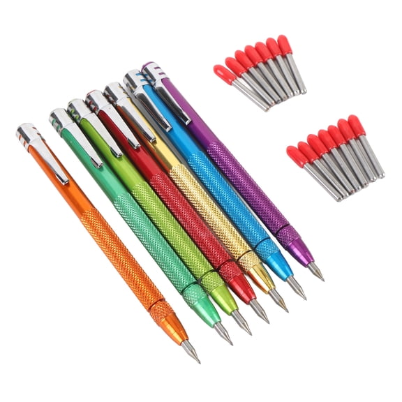 Professional 7-Piece Tungsten Steel Scriber Marking Pen Tool Set with 14 Replacement Carbide Tips, Heavy-Duty Dual-End Magnetic Steel Etching Engraver for Ceramic Tiles, Glass, and Metals