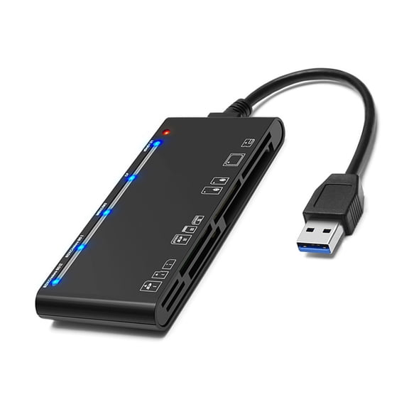Professional 7 Slot USB3.0 Card Reader For MS Storage Devices With LED Light