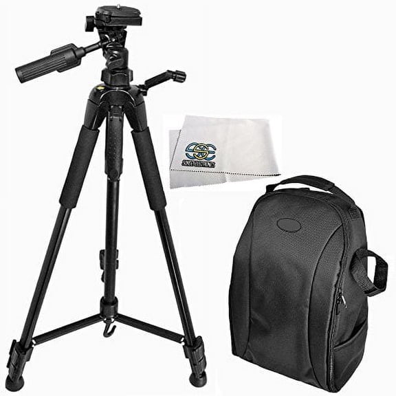 Professional 72-inch Tripod 3-way Panhead Tilt Motion with Built In Bubble Leveling + Deluxe Backpack for Canon, Nikon, Sony, Pentax, Sigma, Fuji, Olympus, Panasonic, JVC, Samsung Cameras + Camcorders