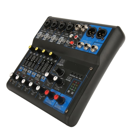 Professional 8 Channel Audio Mixer Board with 99 DSP Effects, Bluetooth Wireless Streaming, USB Audio Interface, and 2-Band Equalizer for DJ Studio, Live Streaming, and Stage Performance