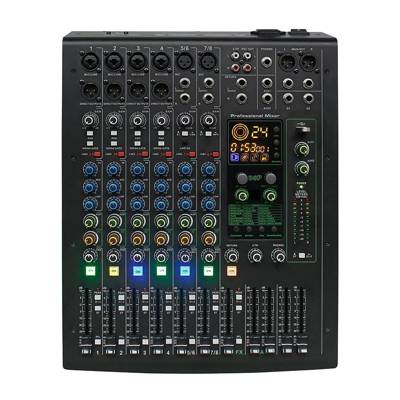 Professional 8 Channels DJ Mixer Controller 24 DSP Mixing Console Usb Mixer