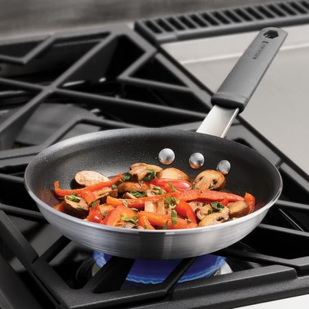 Professional 8-Inch Nonstick Frying Pan, Heavy-Gauge Aluminum Skillet with Reinforced Nonstick Coating, Gray Handle