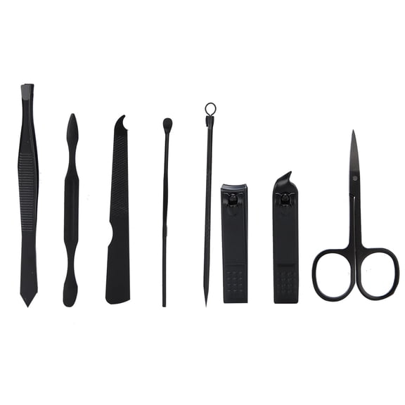 Professional 8-Piece Stainless Steel Manicure Set with Precision Nail Clippers, Eyebrow Scissors, and Acne Needles - Portable Personal Care Grooming Travel Kit (11x7x4 in / 27.9x17.8x10.2 cm)