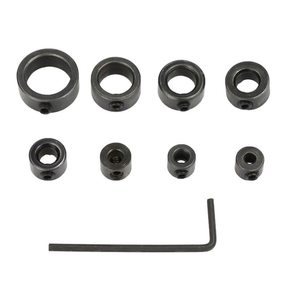 Professional 8Pieces Split Rings Drill Bit Positioner Depth Control Stop Collar Set with Wrench for Precisions Drilling