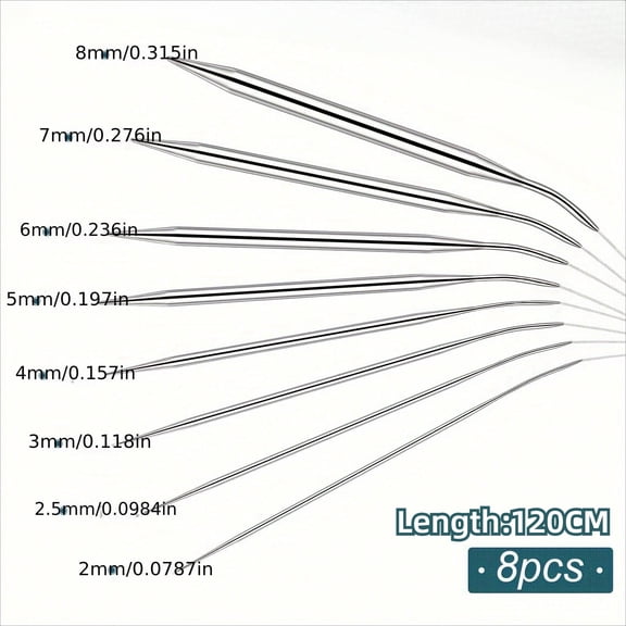 Professional 8pcs Stainless Steel Knitting Needles Set - Versatile, Smooth, Comfort-Grip, Circular Weaving Essentials