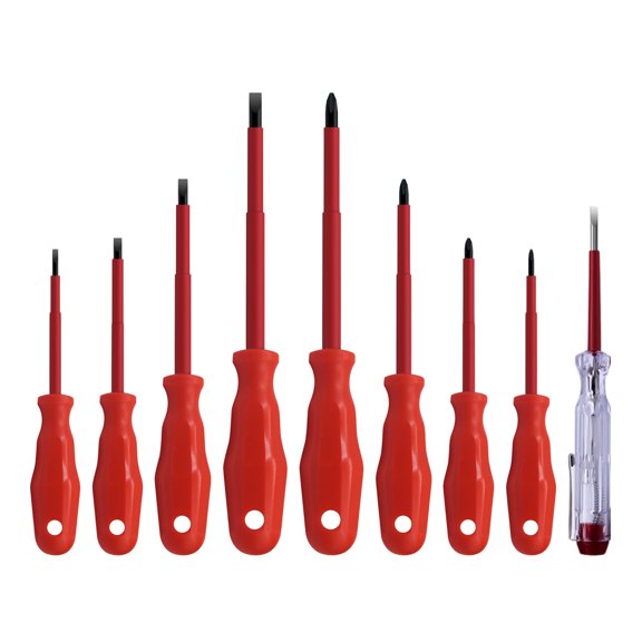 Professional 9pc Insulated Screwdriver Set with Slotted Bit for Electricians and Home Improvement