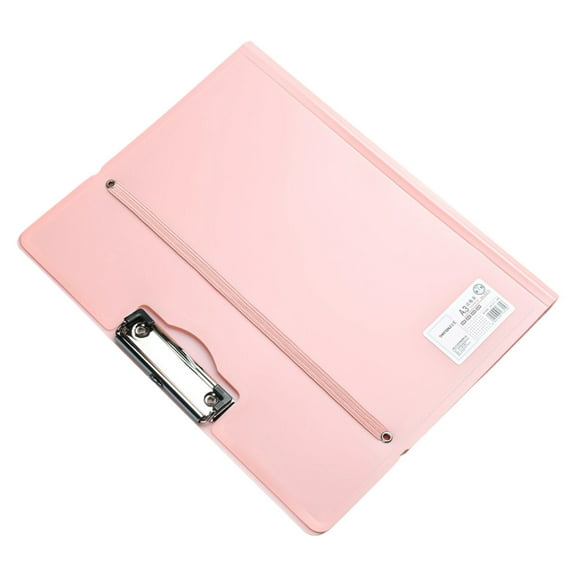 Professional A3 Document Folder Archival Plastic Portfolio Holder 12.2x9.45 Inch Legal Size File Organizer with Metal Clip Heavy-Duty Office Management System(Pink)