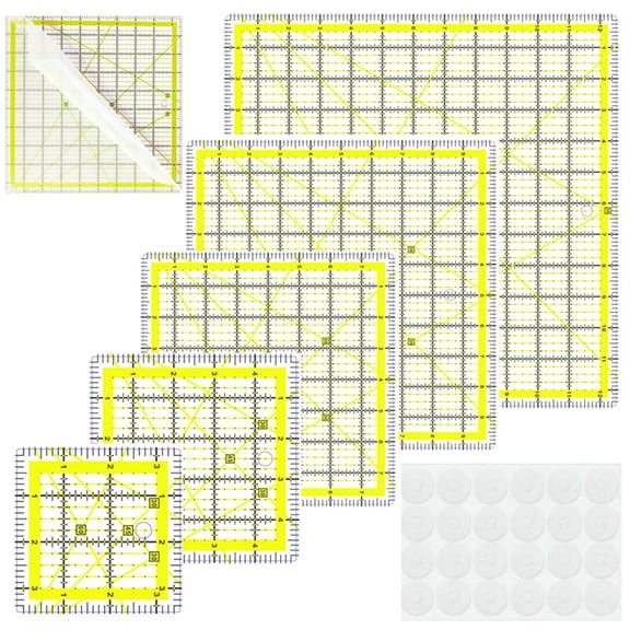 6Pcs Professional Sewing Ruler Set Clear Acrylic Quilting Ruler Patchwork Stencils Measuring Tool for Fabric Cutting